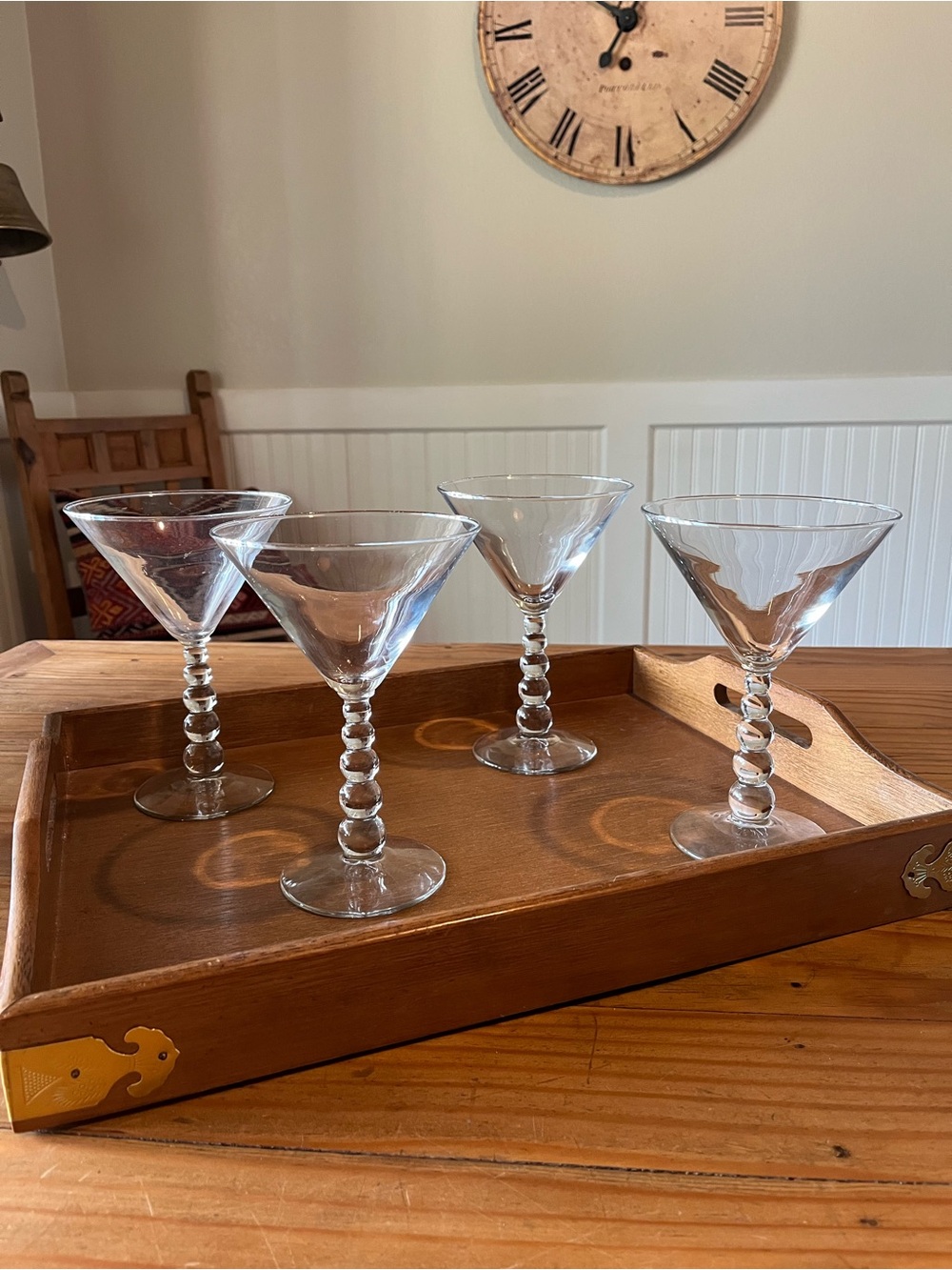Vintage Libbey Metropolis Bubble Stem Martini Glasses - Set of 4